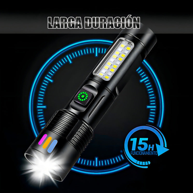 Linterna Táctica Recargable Arcashopping Potente 90000 Lm Led Camping Blanco/rojo Negro