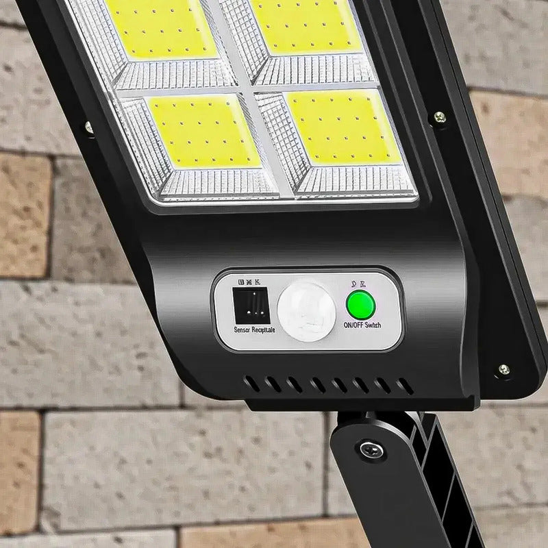 Foco Solar Led Con Sensor De Movimiento, Para Exterior, Luz Fría Y Carcasa Negra Negro Blanco Frío