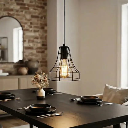 Lámpara Colgante De Techo Okshop Negra Para Comedor Negro