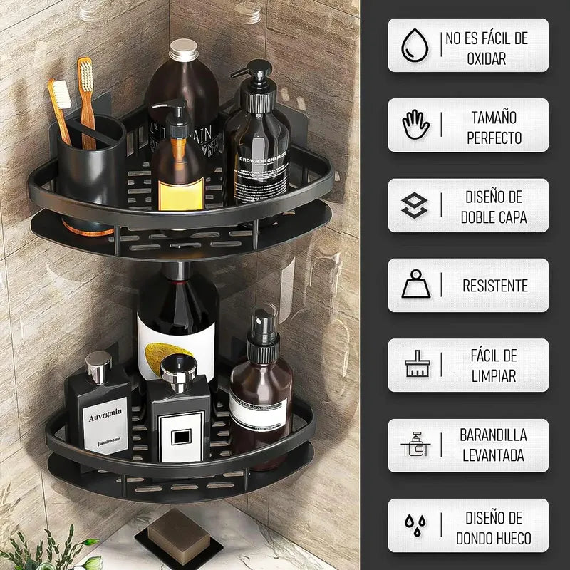 Pack 2 Organizador Para Ducha Organizador Esquinero Ducha Negro