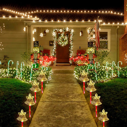 Pack X5 Estacas Navideñas Led 2,6 M Luces Navidad Exterior Solares Campana/cálida Luces Navidenas Solares Campana/cálida Luces Navideñas Estacas Solares Luces Navidad Solar Okshop