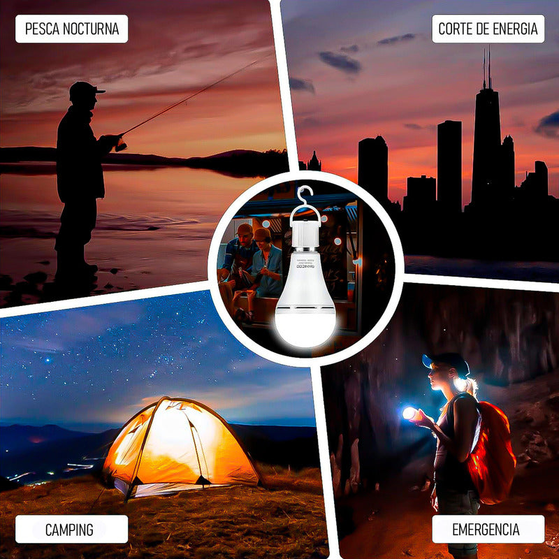 X10 Ampolleta Recargable Led 12w Ampolletas De Emergencia  Blanco Frío