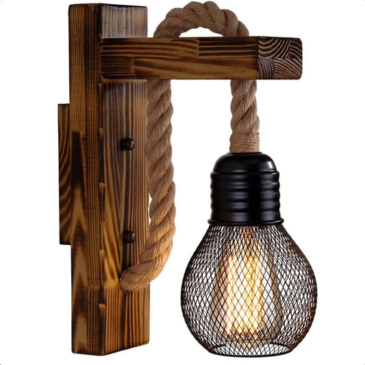 Lámpara De Pared De Madera Marrón Para Interior Y Exterior