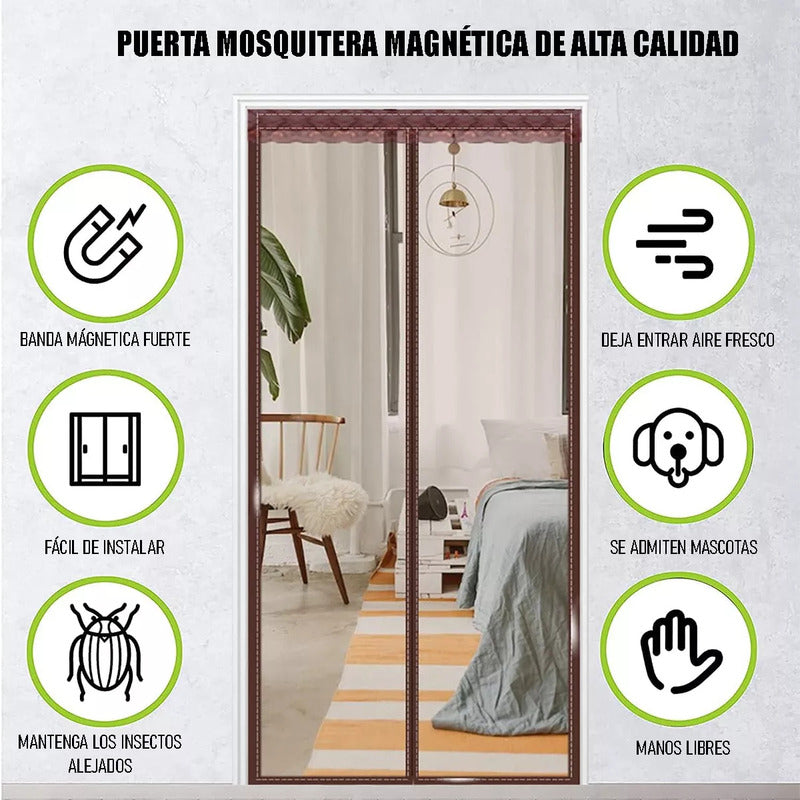 Malla Mosquitero Magnética Para Puerta Okshop Poliéster Negro 110x210 Cm