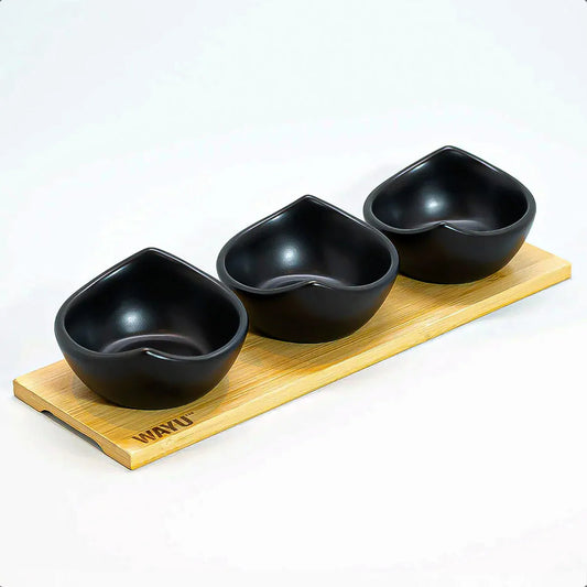Set 3 Bowl Caramica Cuencos De Aperitivo Bowl Aperitivo Wayu Negro