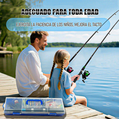 Kit De Pesca Con Caña Telescópica De 1.6 M, Fibra De Vidrio Y Accesorios