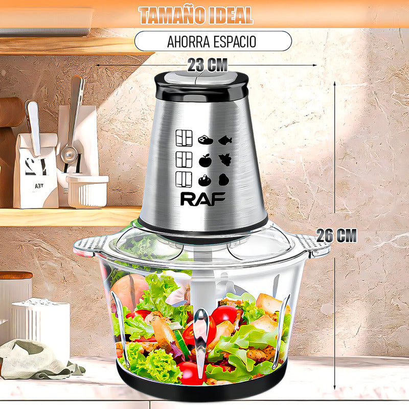 Procesadora Alimentos 2rl 800w Vidrio 2l Picadora Carne Acero Negro