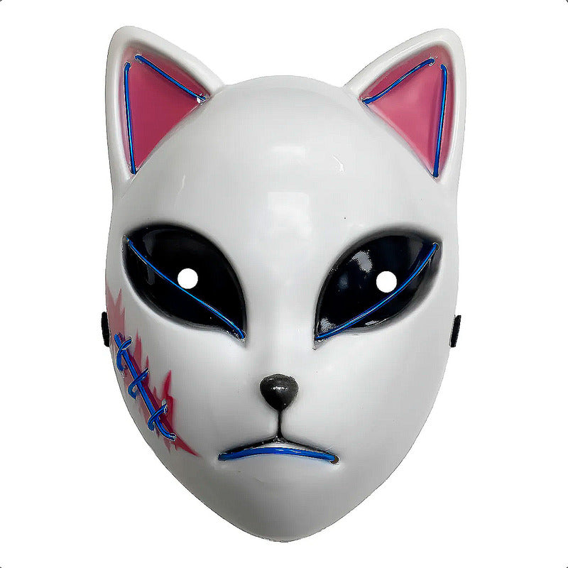 Mascara De Gato Kimetsu No Yaiba Con Luces Mascara Halloween Celeste Demon Slayer