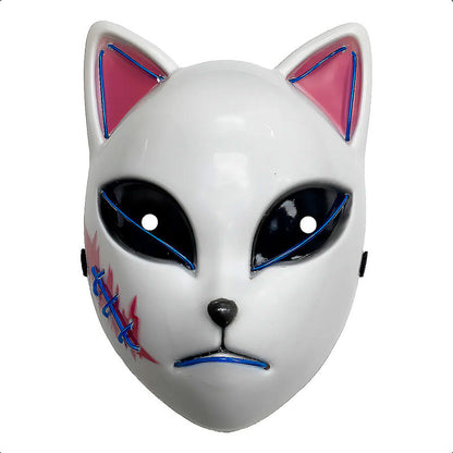 Mascara De Gato Kimetsu No Yaiba Con Luces Mascara Halloween Celeste Demon Slayer