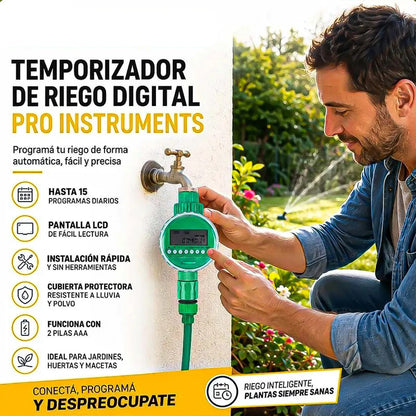Programador De Riego Automático Okshop Para Jardín Con Pantalla Digital Verde