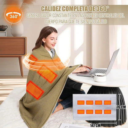 Manta Calentadora Portátil Inalámbrica Okshop Terciopelo De Cristal Verde