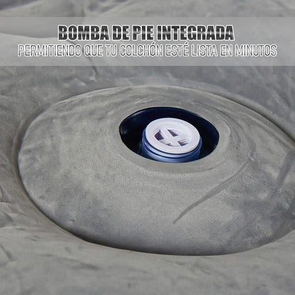 Colchón Inflable Coleman Colchon Con Inflador De Pie Doble Gris