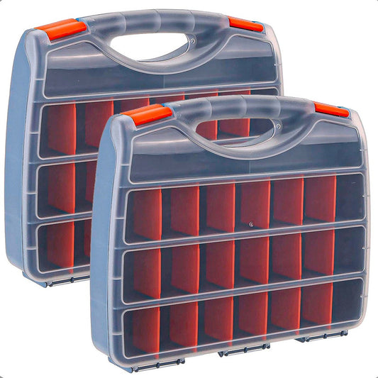 Caja Organizadora De Tornillos Pack 2 Caja Para Herramientas Gris