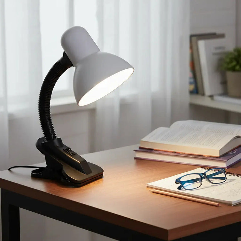 Lampara Click Escritorio Flexible Lamparas Velador Lectura Estructura Blanco