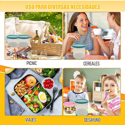 Contendor Alimentos Envases Yogurt Y Cereal Frasco Hermetico Tapper Comida Contenedor Hermetico Plastico 290ml Frascos Plasticos Portacereales Set 4 Contenedores De Alimentos Azul Okshop