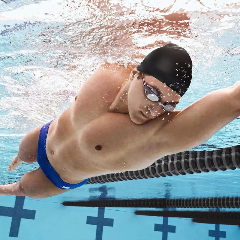Gorro De Natación Okshop Azul Silicona Pack 4 Unidades Adultos Liso Talle Único