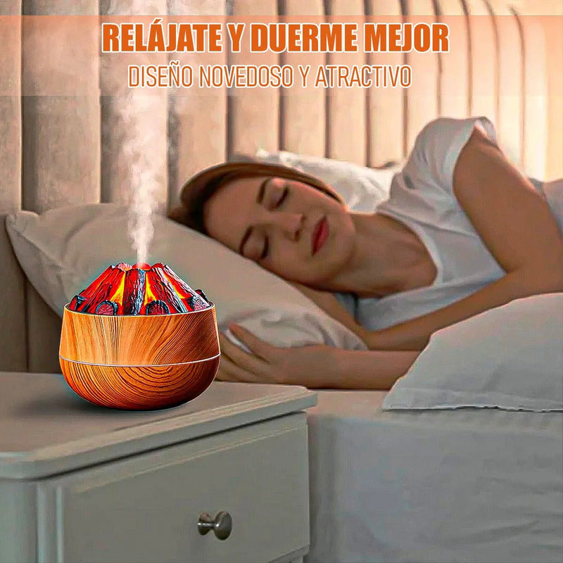 Humidificador Y Difusor De Aromas Con Luz De Llama Led Para Ambiente Cálido Marrón Claro