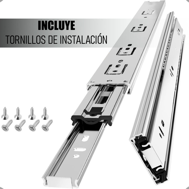 Pack X2 Corredera Telescópica Riel Para Cajones Riel 30 Cm Gris