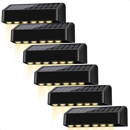 Aplique De Pared Lampara Led Focos Exterior Solar Apliques Led Exterior Abs Jardin 10w 25x4cm Okshop Pack 6 Lampara Muro Inalambrica Aire Libre Carga Automatica Negro/calida