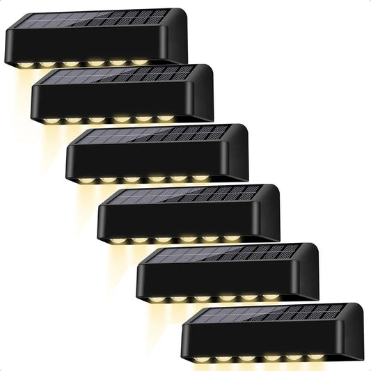 Aplique De Pared Lampara Led Focos Exterior Solar Apliques Led Exterior Abs Jardin 10w 25x4cm Okshop Pack 6 Lampara Muro Inalambrica Aire Libre Carga Automatica Negro/calida