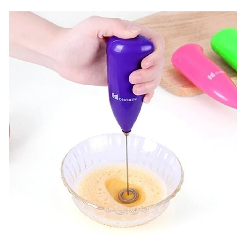 Batidora Manual Okshop Violeta Portátil Para Café Leche Y Huevos