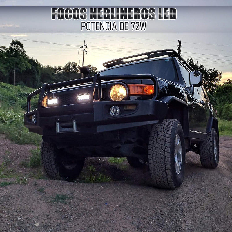 Pack X4 Focos Led Para Autos Barra Led 4x4 Neblinero 72w Negro