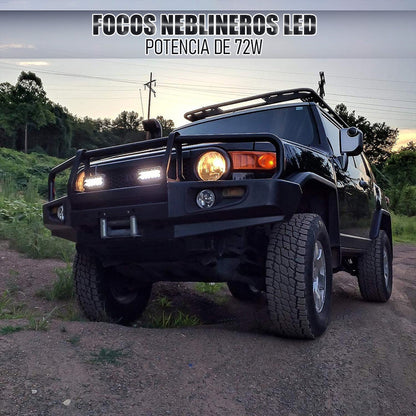 Pack X4 Focos Led Para Autos Barra Led 4x4 Neblinero 72w Negro