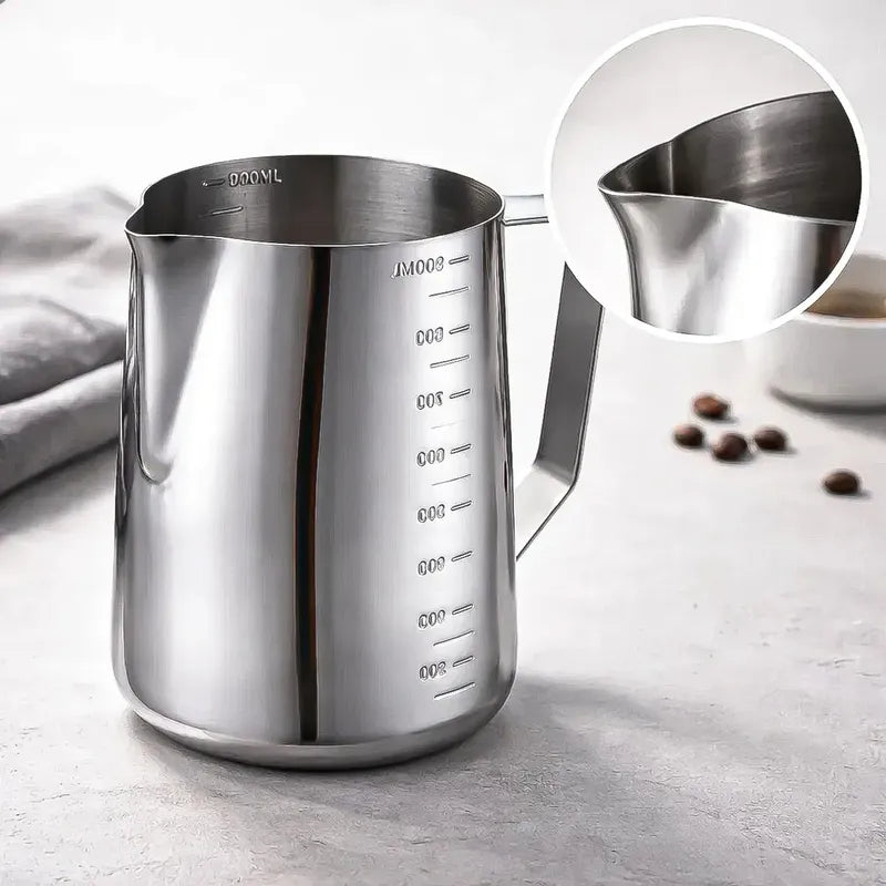 Jarra Leche Acero 900ml Lechero Barista Jarra De Espuma Leche Okshop Jarra De Leche De Acero Inoxidable Jarra Espumadora De Leche Taza Espumadora De Leche Para Café Jarra De Espuma Leche Gris