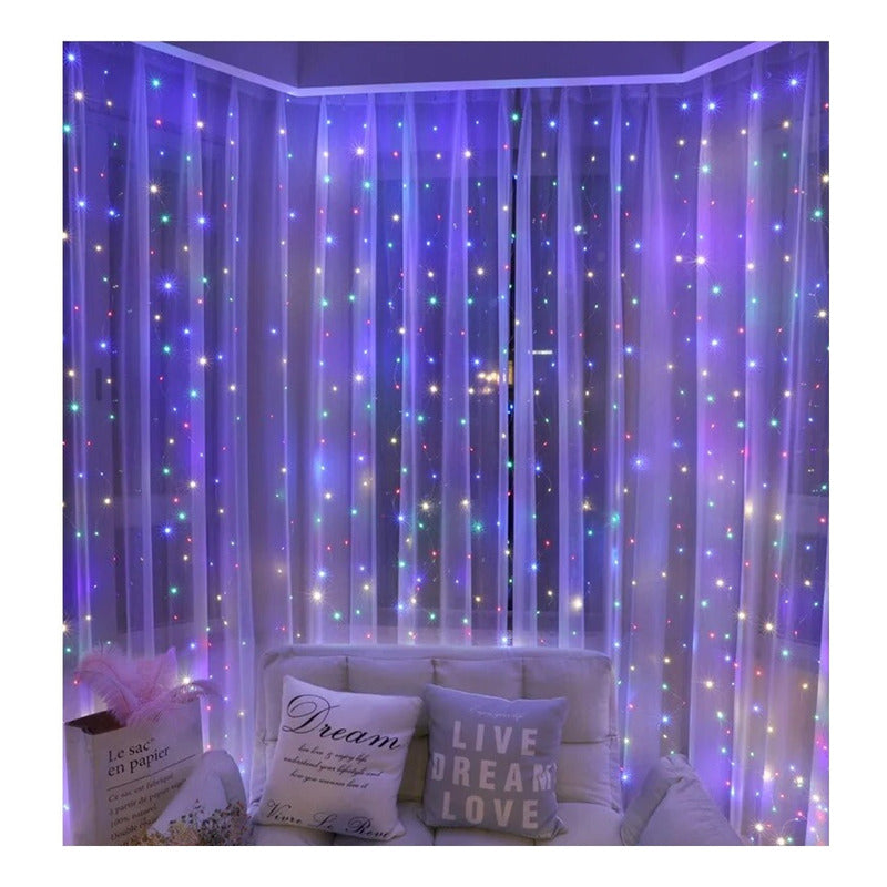 Cortina Cascada Luces Hada Solar Luces Led Navidad 3x2