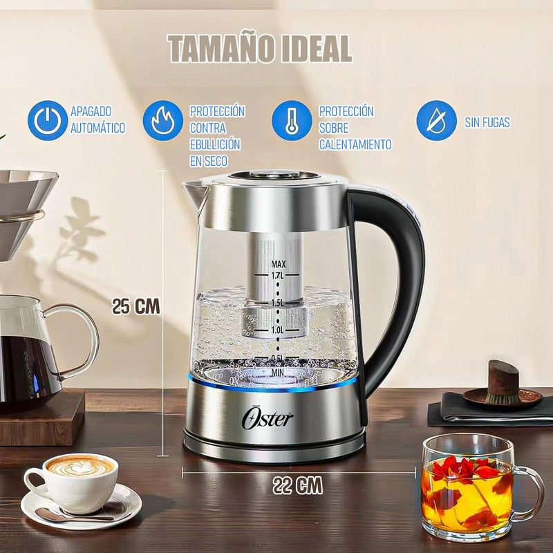 Hervidor De Vidrio Oster Herbidor Hervidor Infusor De Té - Gris