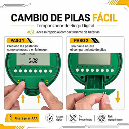 Programador De Riego Automático Okshop Para Jardín Con Pantalla Digital Verde