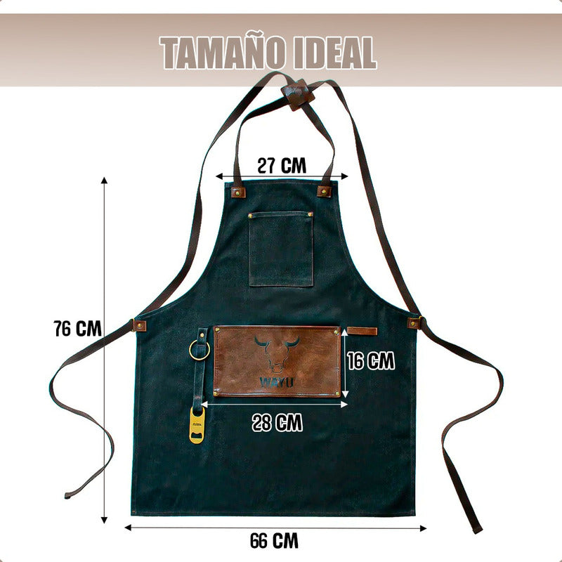 Delantal Parrillero Wayu Pecheras De Cocina Mandiles Cocina Negro Polister