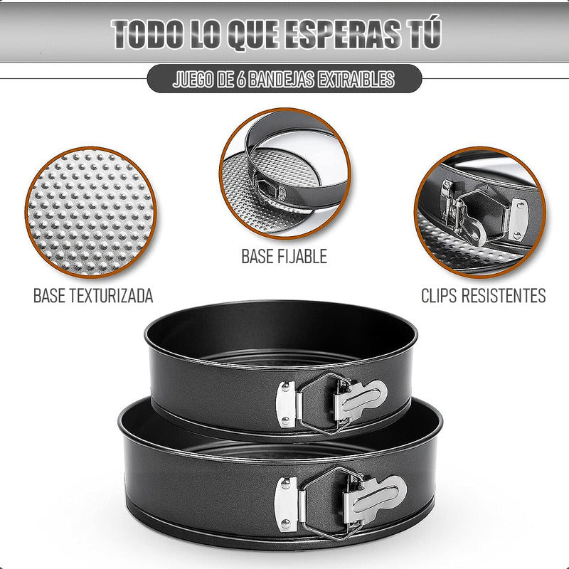 Moldes Para Tortas Redondos Pack 6 Moldes Desmontables Molde Gris