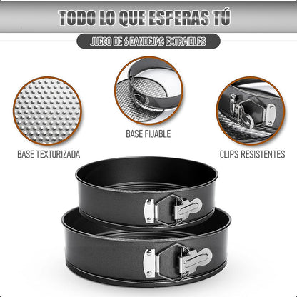 Moldes Para Tortas Redondos Pack 6 Moldes Desmontables Molde Gris