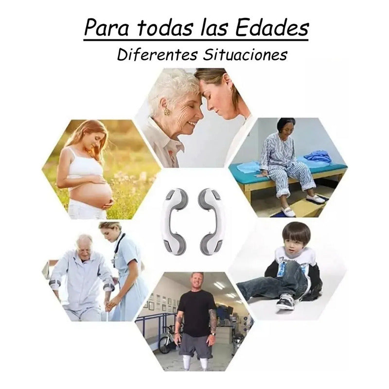 Pack De 2 Agarraderas De Seguridad Okshop Para Ducha Y Baño Antideslizantes Con Ventosa Blanco/gris
