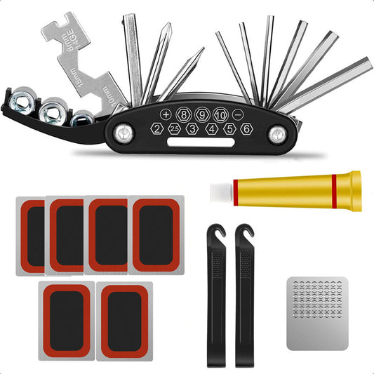 Kit De Herramientas Para Reparacion Bici Negro Herramientas Bicicleta Llave Multifuncional Kit Herramientas Bicicleta Kit Herramientas De Reparacion Bici Pinchazo Llanta Bicicleta Okshop