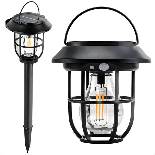 Lámpara Solar Okshop Colgante Estaca Led Jardín Exterior Ip65 Sensor Movimiento Negro
