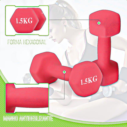 Mancuerna Hexagonal 1.5 Kg Set Mancuernas Pesa Hexagonal Verde