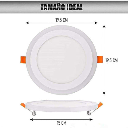 Pack 2 Plafon Led Techo Redondo Focos Led Interior 12+4w Blanco