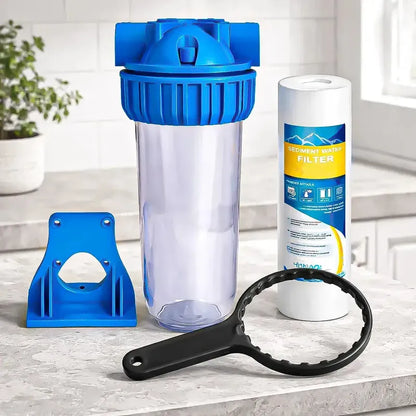 Filtro De Agua Okshop Con Carcasa Transparente Para Sedimentos Y Óxido De 10 Pulgadas Azul