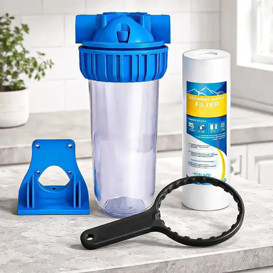 Filtro De Agua Okshop Con Carcasa Transparente Para Sedimentos Y Óxido De 10 Pulgadas Azul