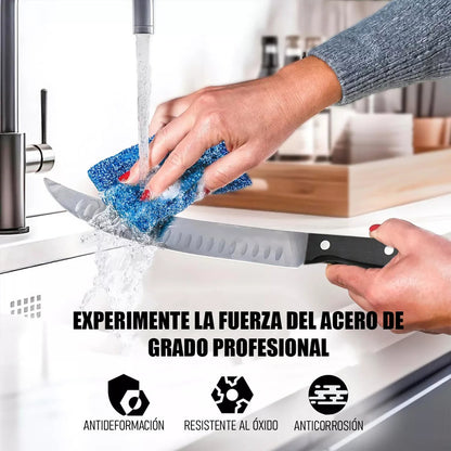 Cuchillo De Cocinero Rebanador Cuchillo Chef Profesional Cuchillos Rebanadores Black Bull Acero Inoxidable Okshop Cuchillos De Cocina Tratamiento Antioxidante Abs Mango Espiga Completa 38,5cm