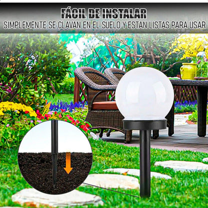 Estaca Solar Pack 6 Foco Solar Para Jardín Estacas Solares Negro/frío
