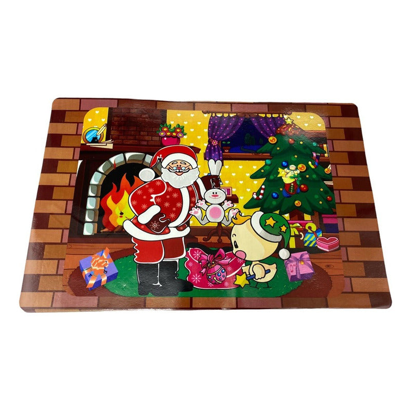 Set 12 Piezas Individuales Mesa Navideños Platos Y Vaso Navi