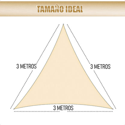 Toldo Triangular 3x3x3 Toldo Vela Impermeable Toldo Terraza Beige