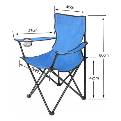 Silla Plegable Silla De Playa Camping Porta Vaso Portatil Color Azul Oscuro