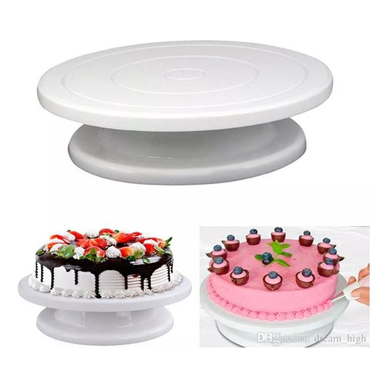 Base Giratoria Decoración Tortas Pasteles Cumpleaños Blanco