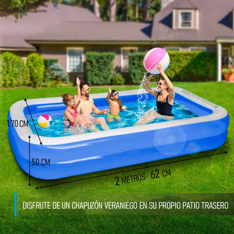 Piscina Para Niños Piscina Rectangular Familiar 260x170x50cm Piscinas Inflables Rectangulares Plastico 800l Piscina Plastica Mediana Libre Bpa Pvc Plegable Piscina Pelotas Okshop Azul
