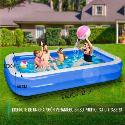 Piscina Para Niños Piscina Rectangular Familiar 260x170x50cm Piscinas Inflables Rectangulares Plastico 800l Piscina Plastica Mediana Libre Bpa Pvc Plegable Piscina Pelotas Okshop Azul