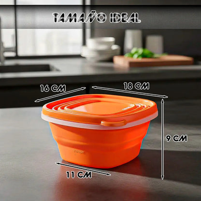 Pack 6 Taper Keep Tupper Plastico Contenedor Alimento 1200ml Naranja